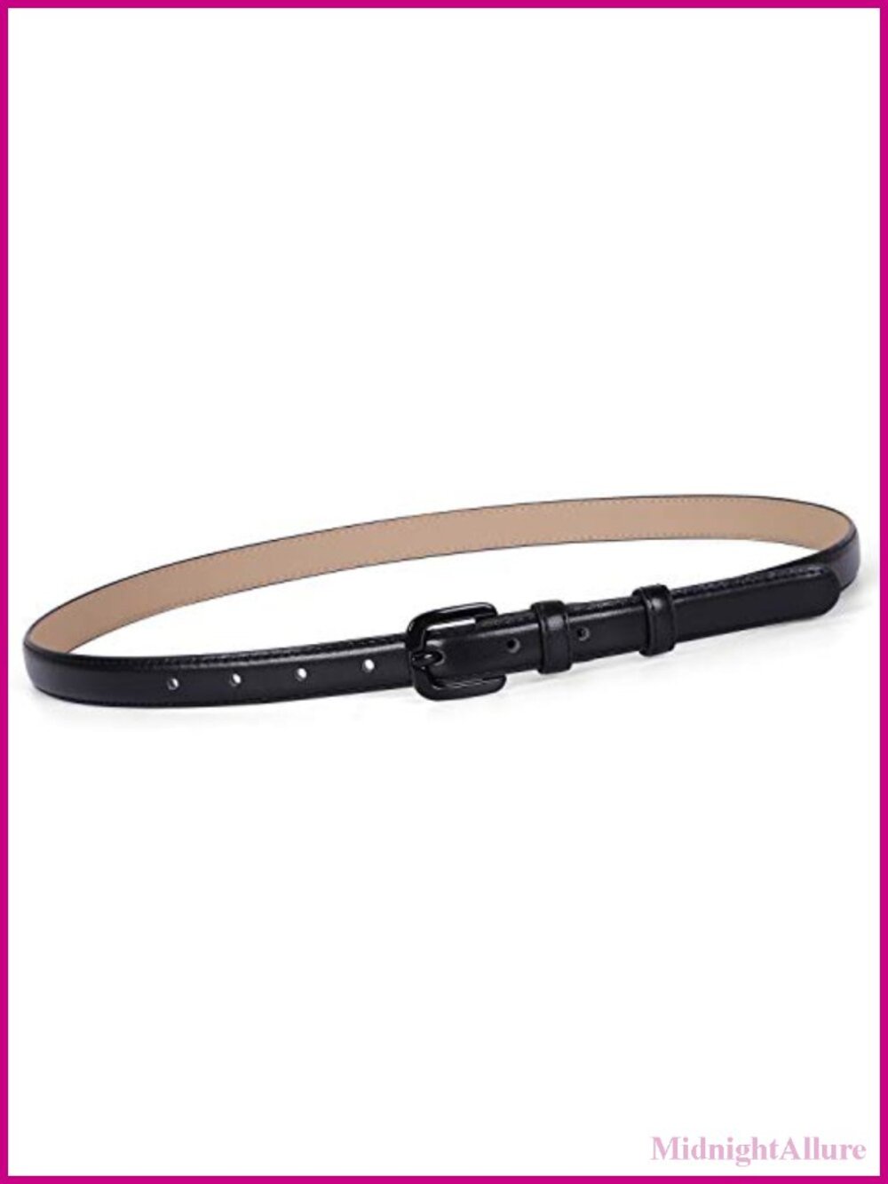 Skinny Leather Belt Thin Waist Pin Buckle for Pants Jeans
